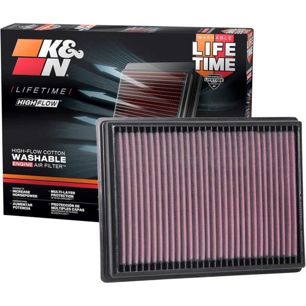 High-Flow Original Lifetime Engine Air Filter: Increase Power: Premium, Washable